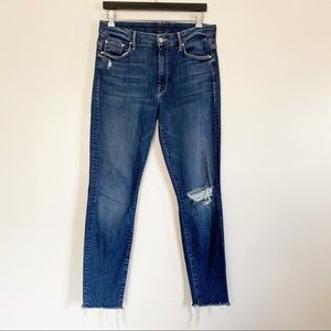 MOTHER Looker High Waist Frayed Ankle Skinny Jeans